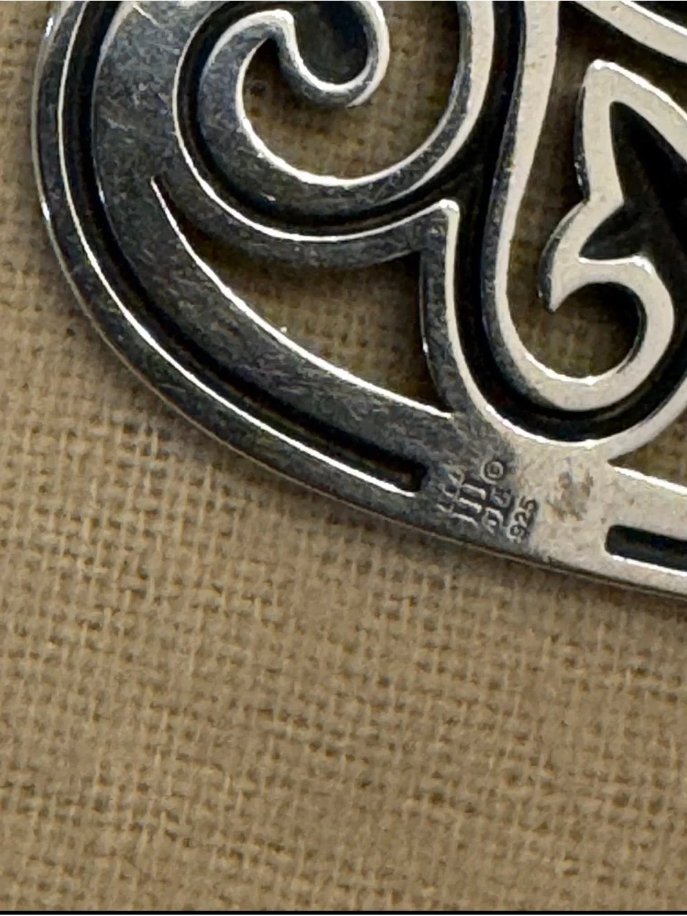 James Avery Silver Heart Filigree Brooch